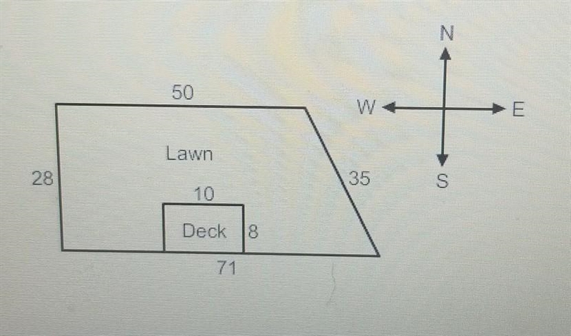 In the scale drawing, what will the length of the west side of the backyard?-example-1