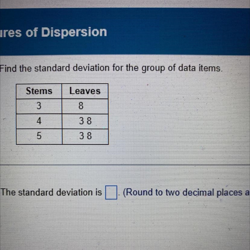 What is the standard deviation for the group of data items-example-1