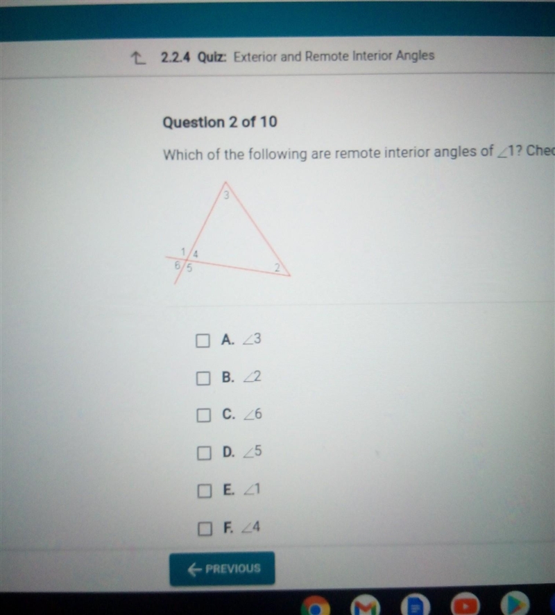 Which of the following are remote interior angles of <1?​-example-1