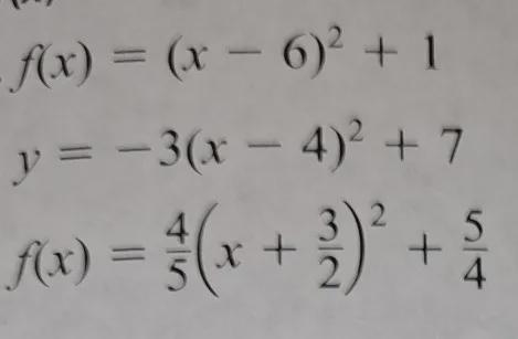 - Polynomial Functions -For each function, state the vertex; whether the vertex is-example-1