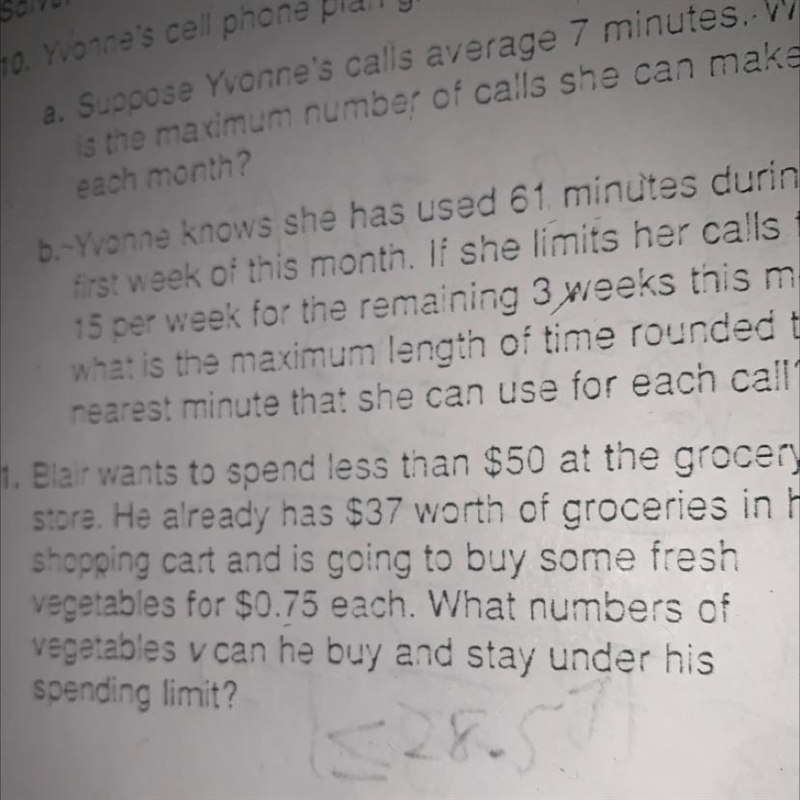 What numbers of vegetables v can he buy and stay under his spending limit?-example-1