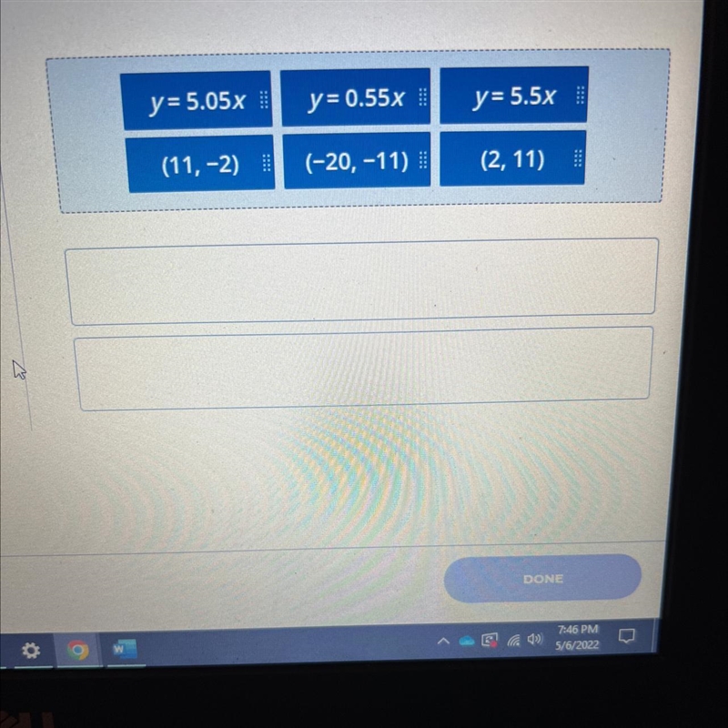 Drag equations and their solutions intothe same bin.Two tiles have no match.-example-1