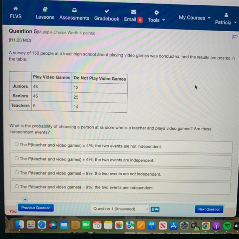 A survey of 150 people at a local high school about playing video games was conducted-example-1