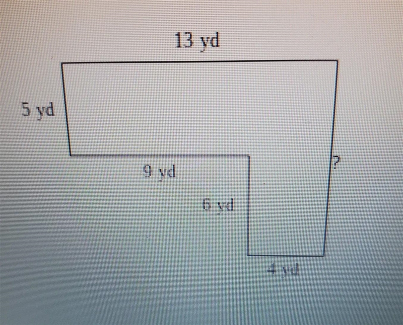 Find the missing side length assume that all intersecting sides meet at the right-example-1