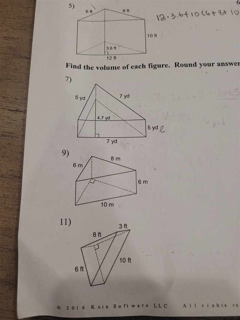 I need help solving the volume of the triangular prism pleaseQuestion 11-example-1