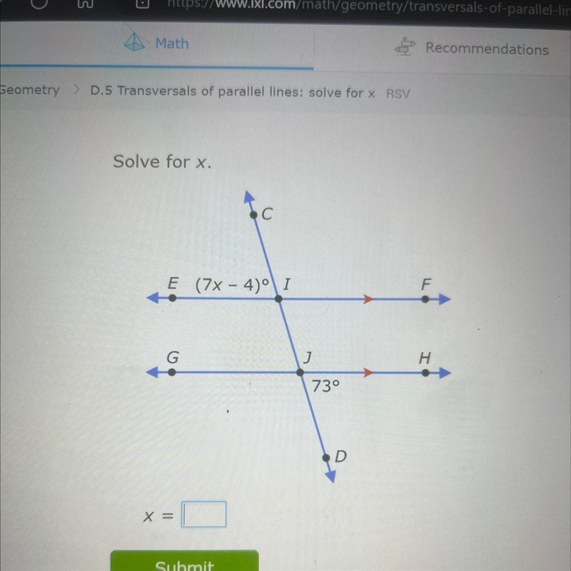 Solve for x, (7x-4) (73)-example-1