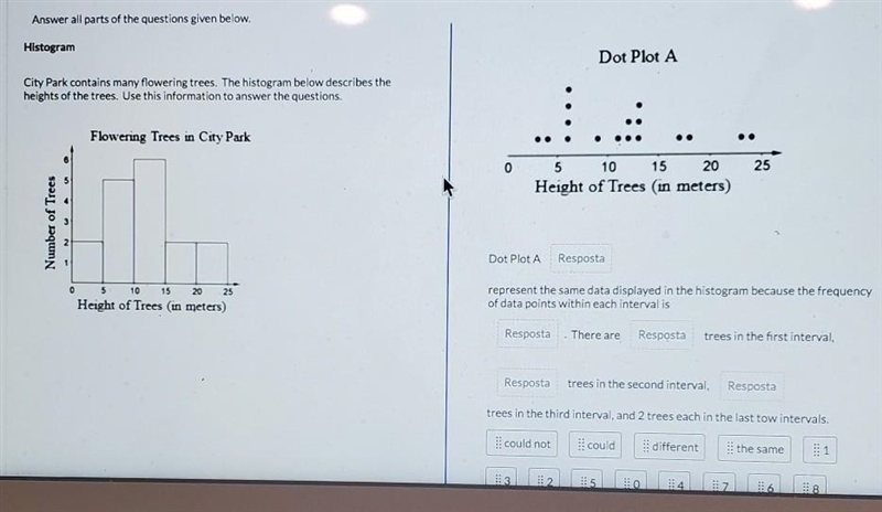 Could Dot plot A represents the data in the histogram? Explain how you determined-example-1