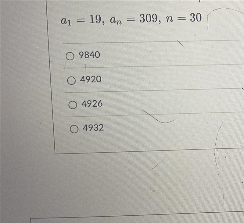 Question is in the picture. find the sum of the arithmetic sequence.-example-1