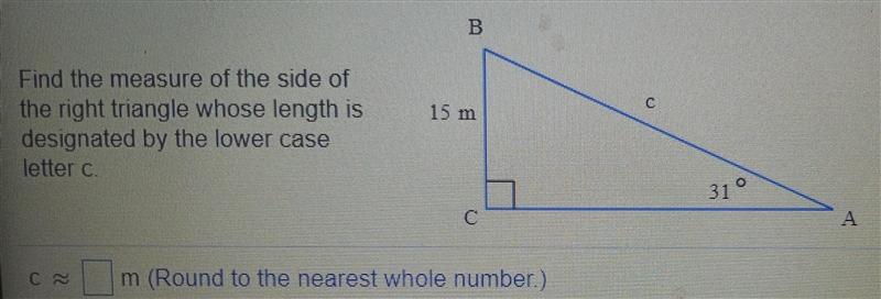 how do I find the measure of the side of a right triangle whose length is designated-example-1