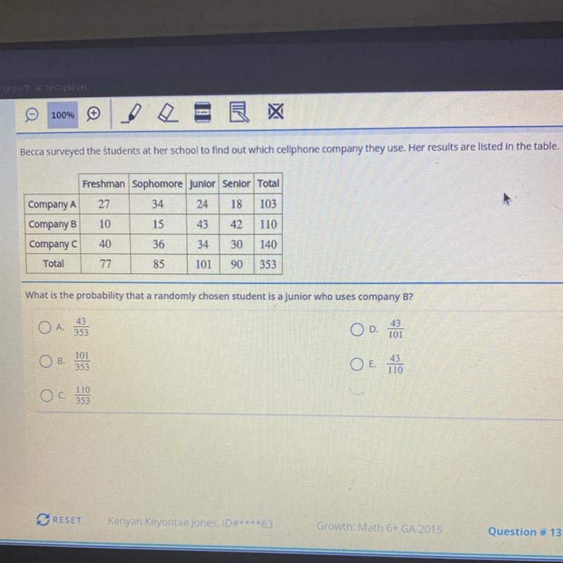 100% O De a Becca surveyed the students at her school to find out which cellphone-example-1