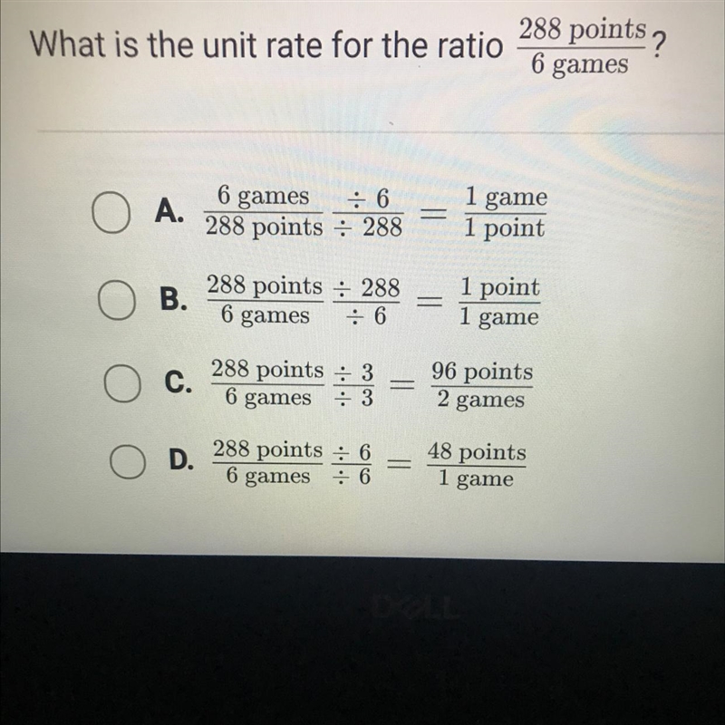 What is the unit rate for the ratio288 points ?——————6 games-example-1