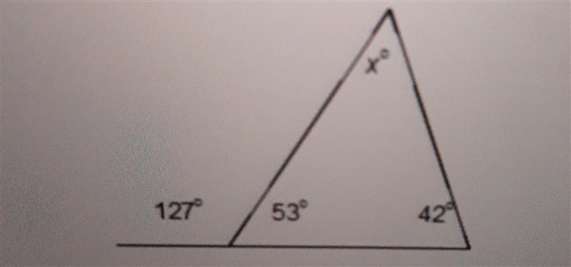 Find the value of x the diagram is not a scale ○ 85 ○ 95 ○ 127 ○ 42-example-1