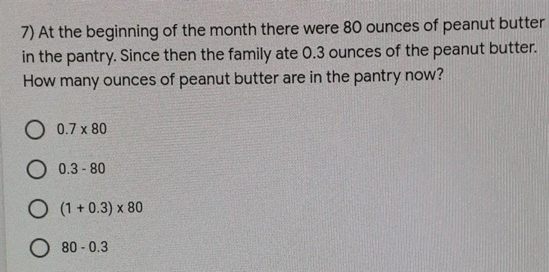 At the beginning of the month there were 80 ounces of peanut....-example-1