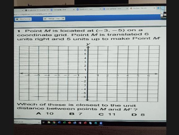 Which of these is closest to the unit distance between points M and M' ?-example-1