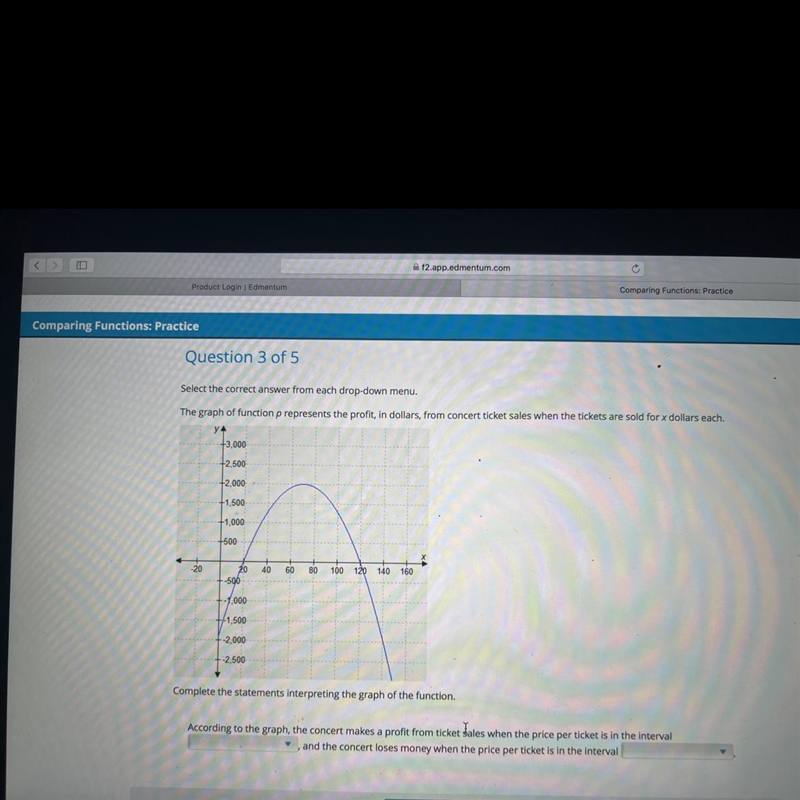 Question 3 of 5Select the correct answer from each drop-down menu.The graph of function-example-1