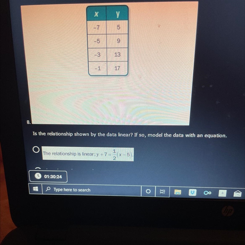 I’m the relationship shown by the data linear, if so, model with an equation . A. The-example-1