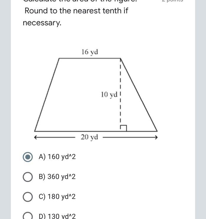 Calculate the area of the figure. Round to the nearest tenth if necessary.*2 points-example-1