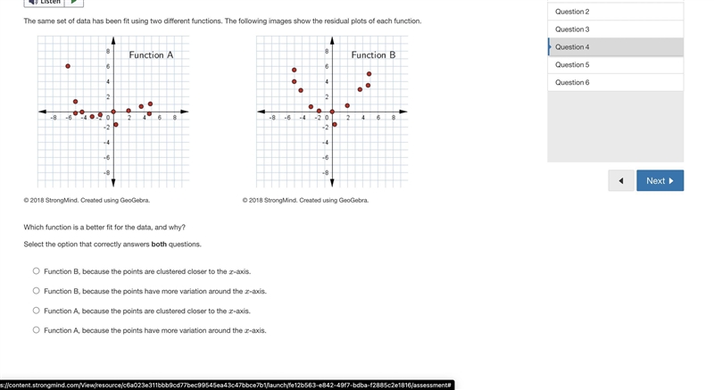 The same set of data has been fit using two different functions. The following images-example-1