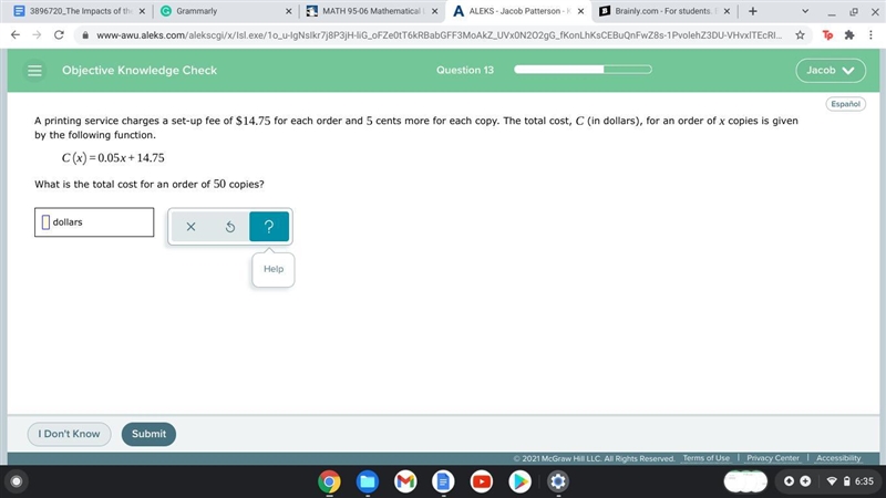 A printing service charges a set-up fee of for each order and cents more for each-example-1