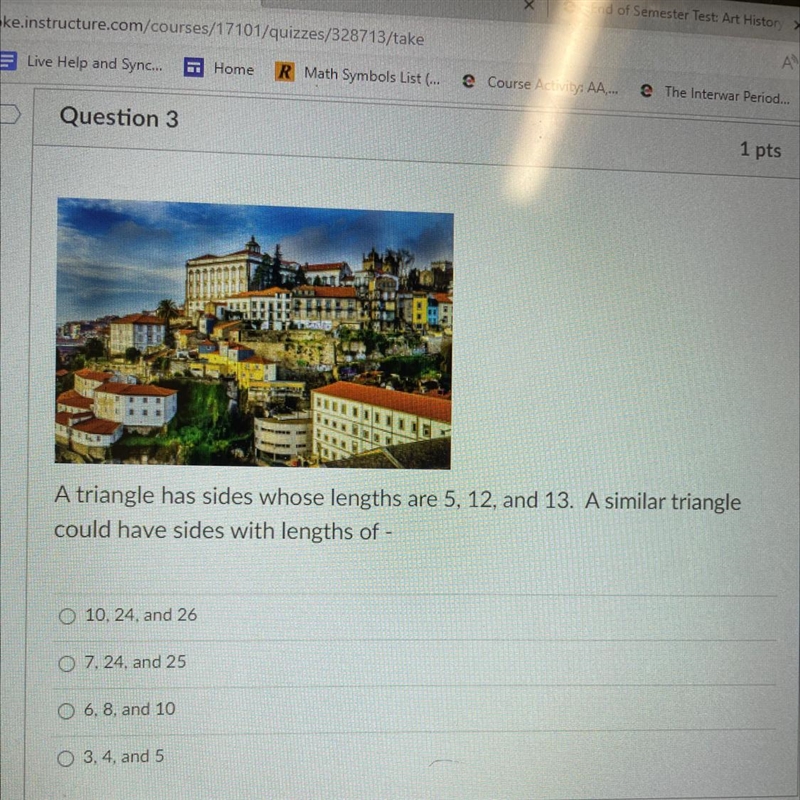 aA triangle has sides whose lengths are 5,12, and 13. A similar triangle could have-example-1