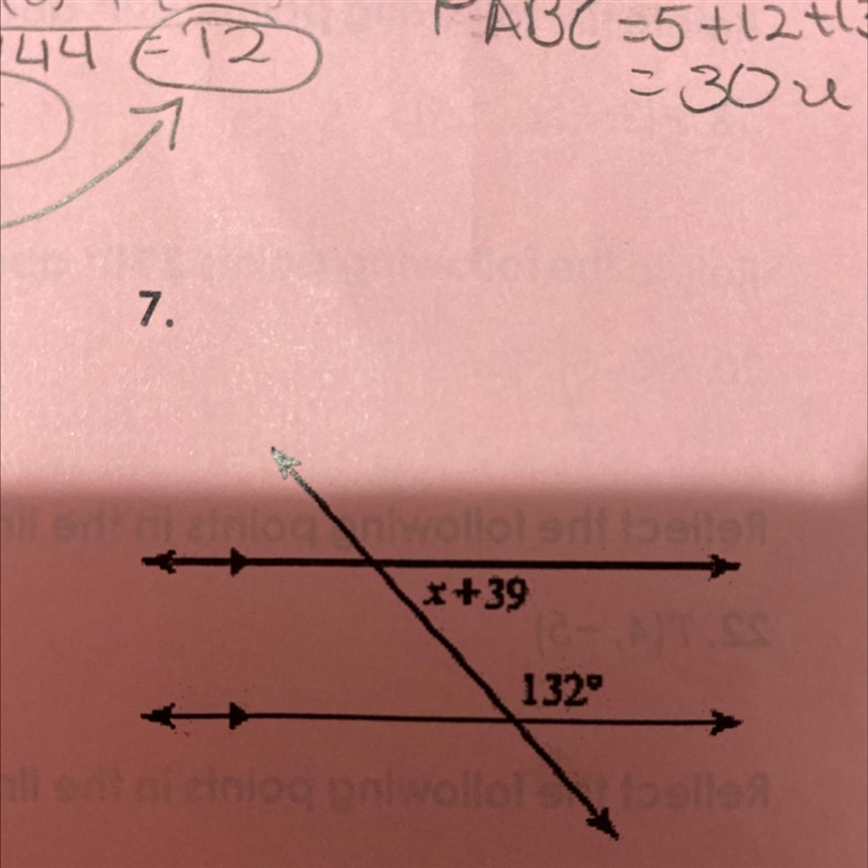 Solve for x in each figure below using Angle Pair Relationships.-example-1