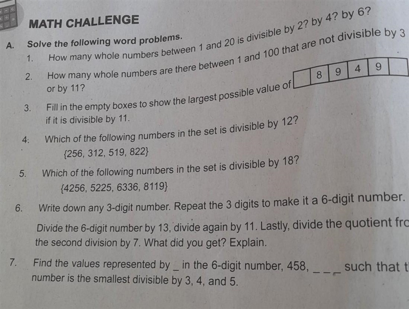 1. How many whole numbers between 1 and 20 is divisible by 2? by4? by 6? 2. How many-example-1