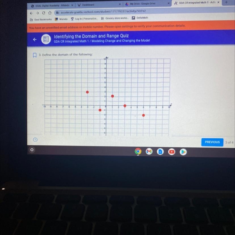 Define the domain of the following:A. -3,-2,-1,0,1,2,3,4,5,6,7,8,B. 3,-1,2,0,-2C. -3,-1,1,3,6D-example-1