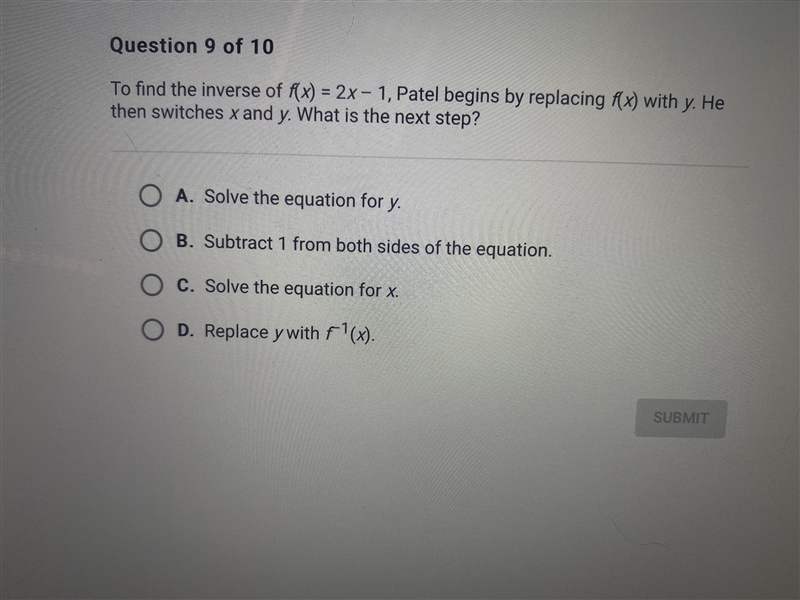 PLEASE HELP. INVERSE FUNCTIONS. A, B, C OR D? Thanks!-example-1