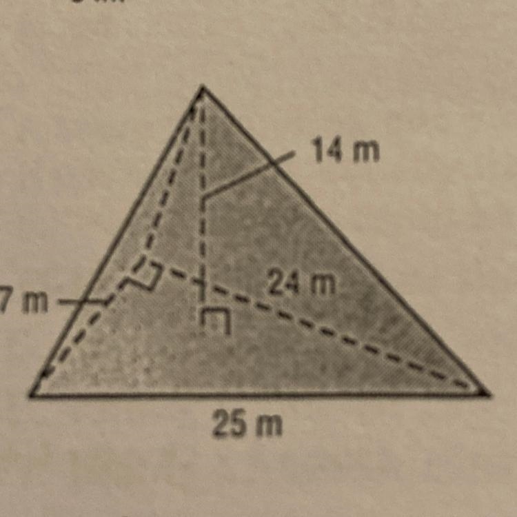 14 m F. 2,352 m G. 1,476 m H. 392 m I. 261.3 m 7 m 24 m 25 m-example-1