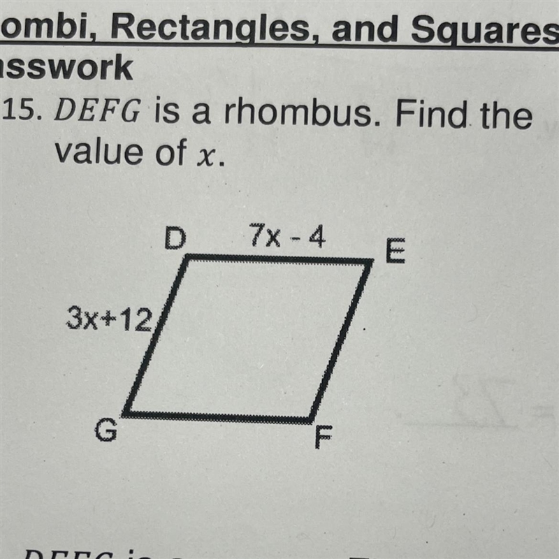 DEFG is a rumbus. Find the vaule-example-1