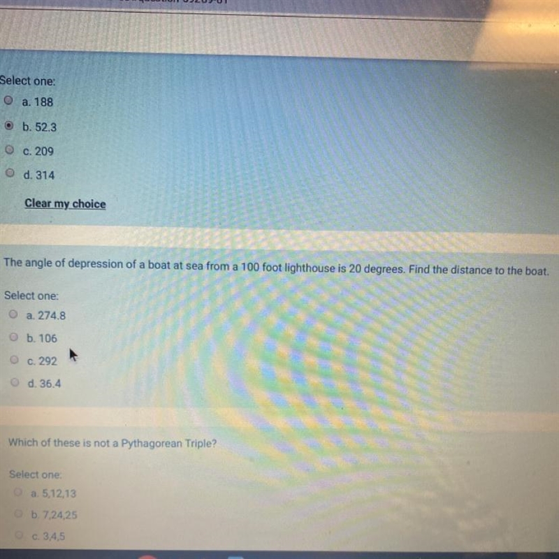 The angle of depression of a boat at sea from a 100 foot lighthouse is 20 degrees-example-1