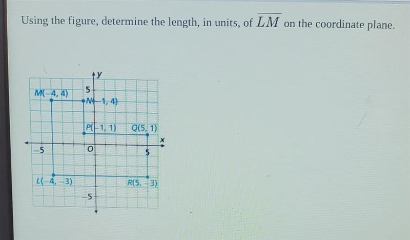 Using the figure, determine the length, in units, of LM-example-1