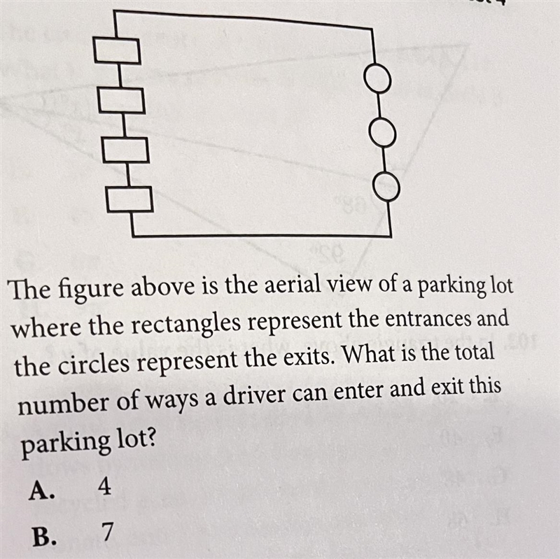 The figure above is the aerial view of a parking lot where the rectangles represent-example-1