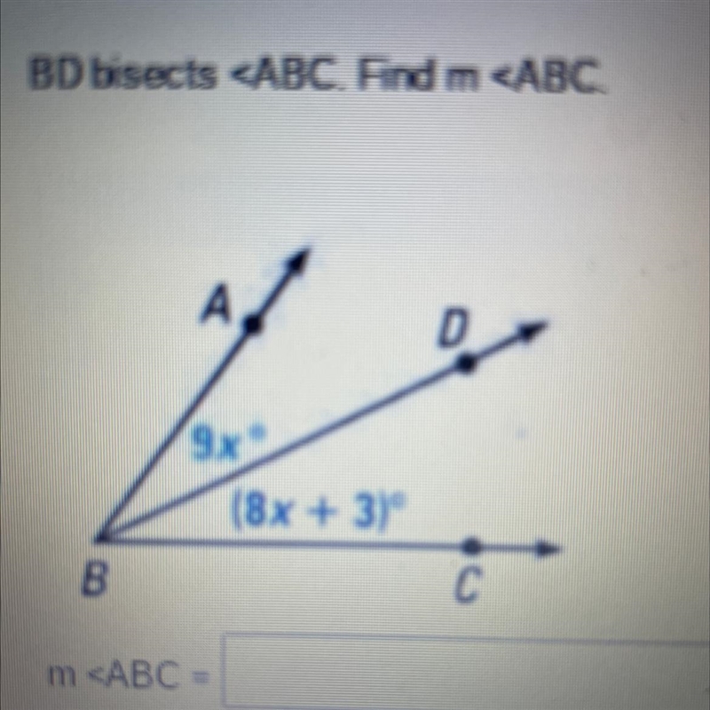 BD bisects R А. 9x (8x + 3)º D-example-1