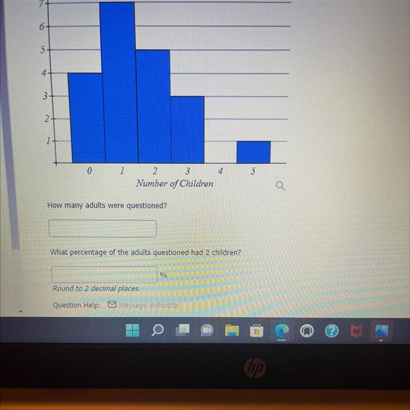 A group have in their families. The bar graph of adults were asked how many children-example-1