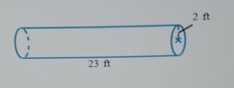 a radius of a cylindrical construction pipe is 2 ft, and it's length is 23 ft. Answer-example-1