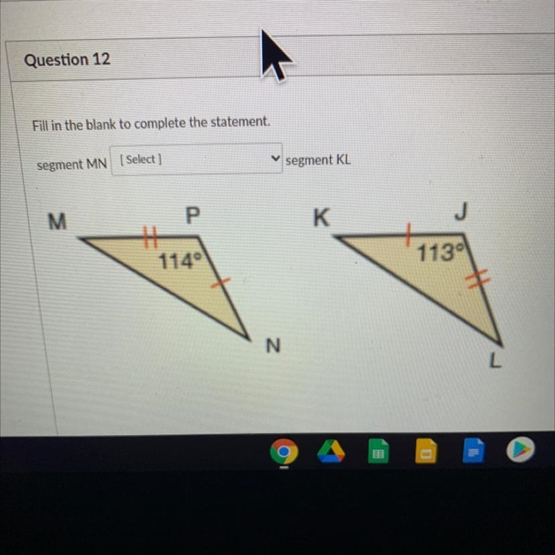 Is Segment MN =, > or< to segment KLIs it greater than Is less than Are they-example-1