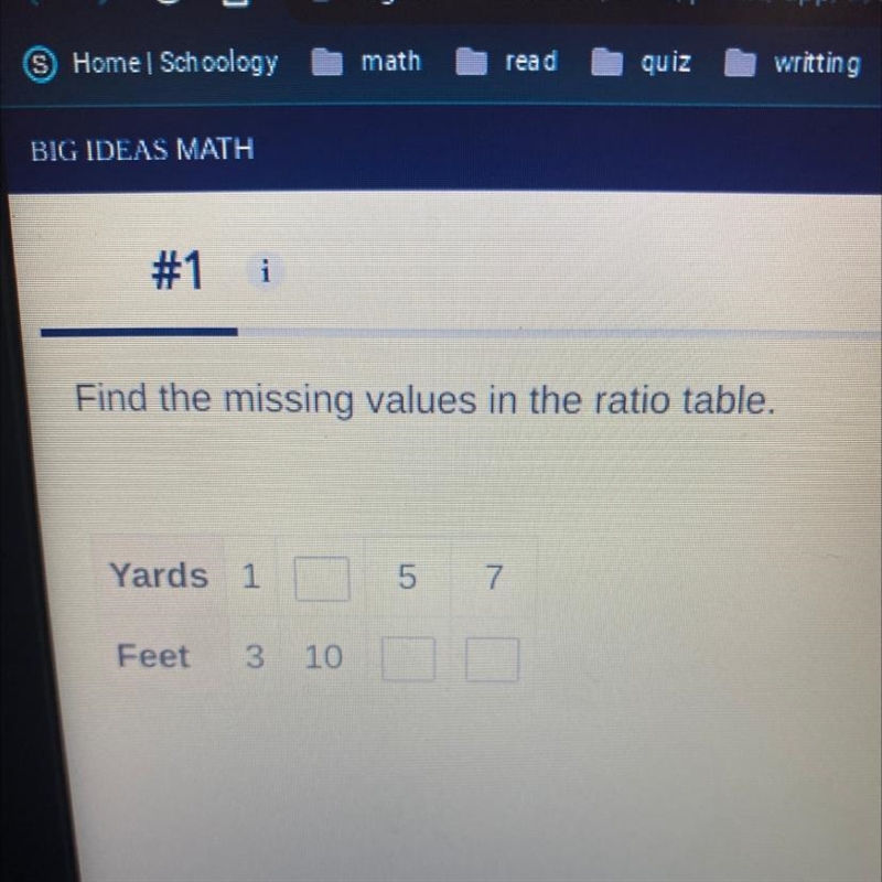 Find the missing values in the ratio table.-example-1