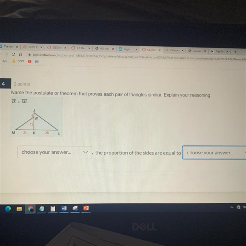 Name the postulate or theorem that proves each pair of triangles similar. Explain-example-1