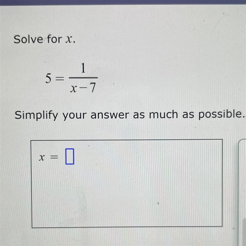 Solve for x. Simplify your answer as much as possible.-example-1