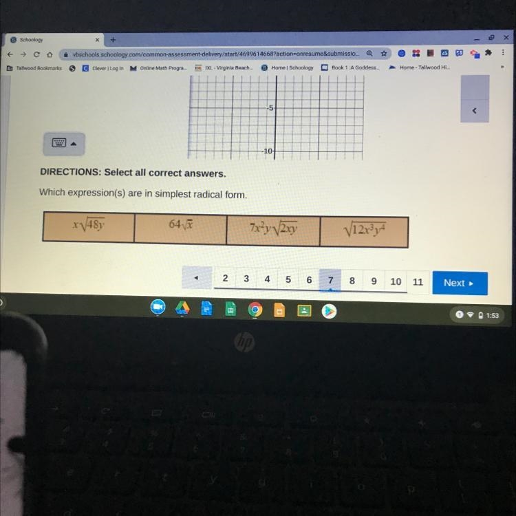 DIRECTIONS: Select all correct answers.Which expression(s) are in simplest radical-example-1