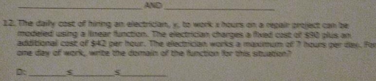 The daily cost of having an electrician, y, to work x hours on a repair project can-example-1