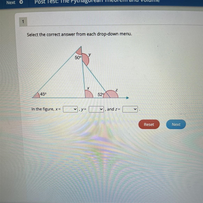 Next → Post Test: The Pythagorean Theorem and Volume1Select the correct answer from-example-1