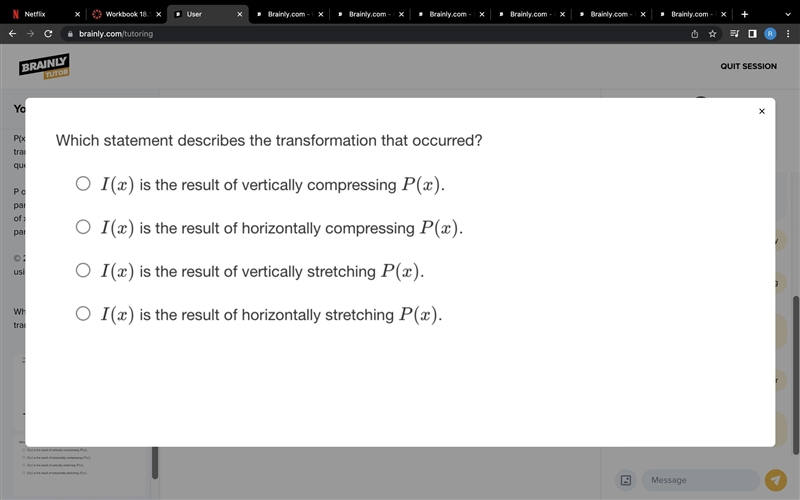 Use the following graph of the preimage of a transformation, P(x), and the image of-example-2