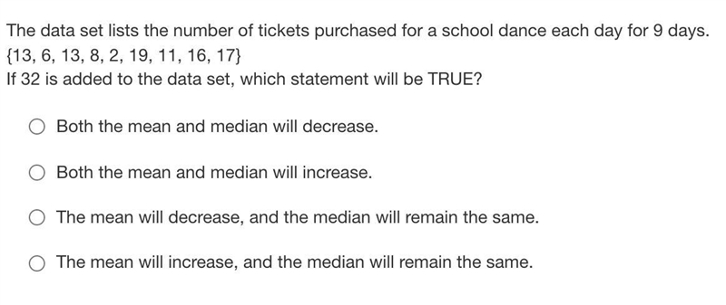 The data set lists the number of tickets purchased for a school dance each day for-example-1