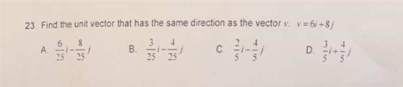 Find. The unit vector. Multiple choice-example-1