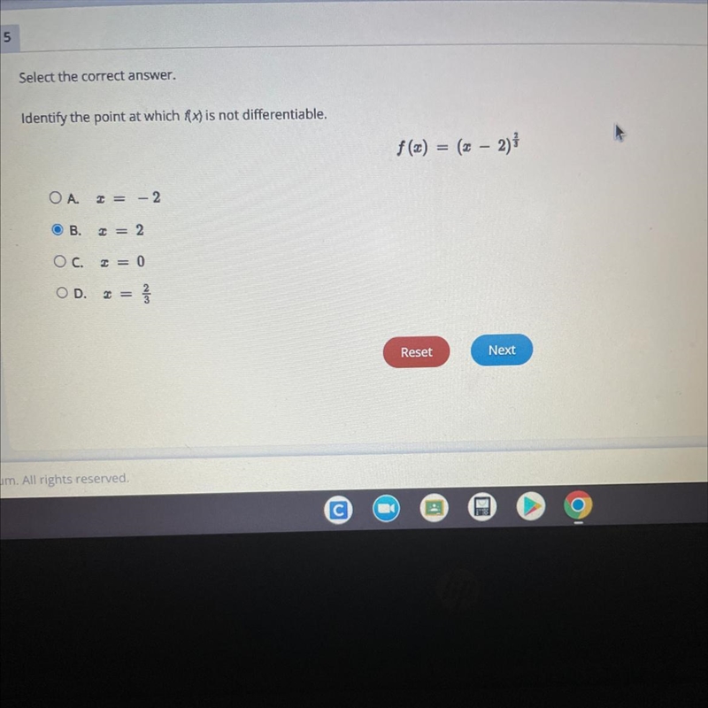 I think its x=2 but i am not sure please help-example-1