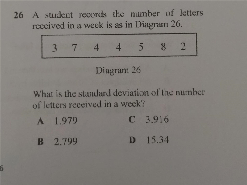 What is the standard deviation of the number of letters received in a week?-example-1