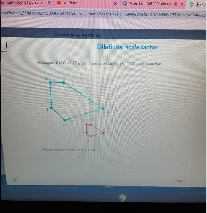 Pentagon A'B'C'D' E' is the image of pentagon ABCDE under a dilation. B E What is-example-1