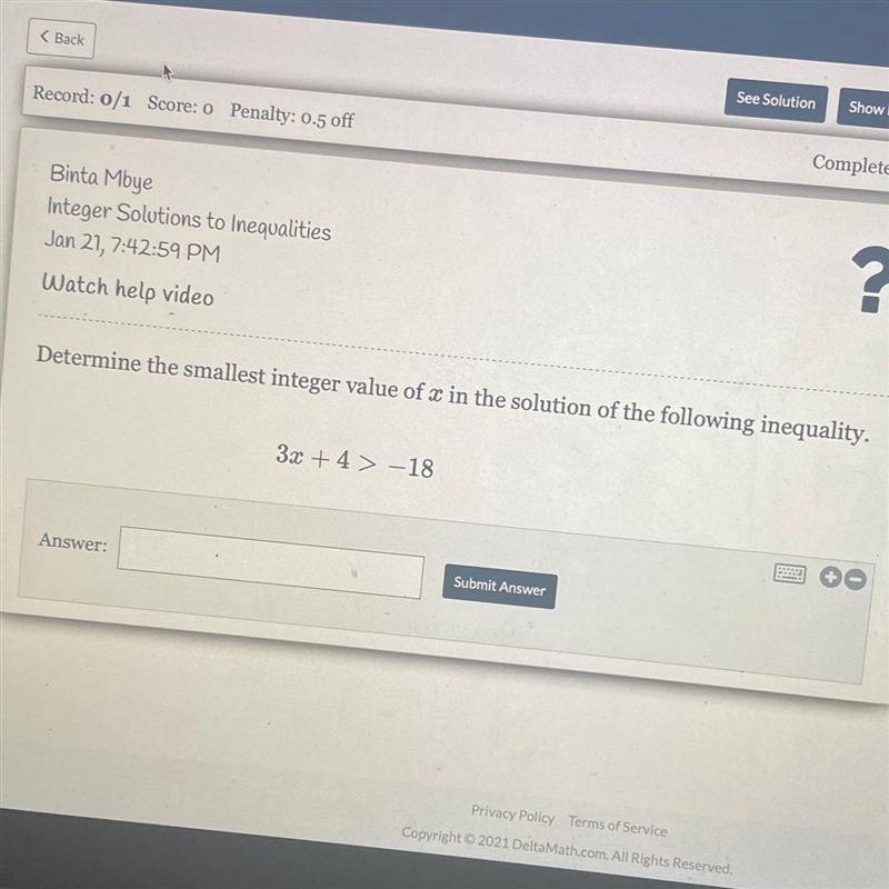 Determine the smallest integer value of x in the solution of the following inequality-example-1